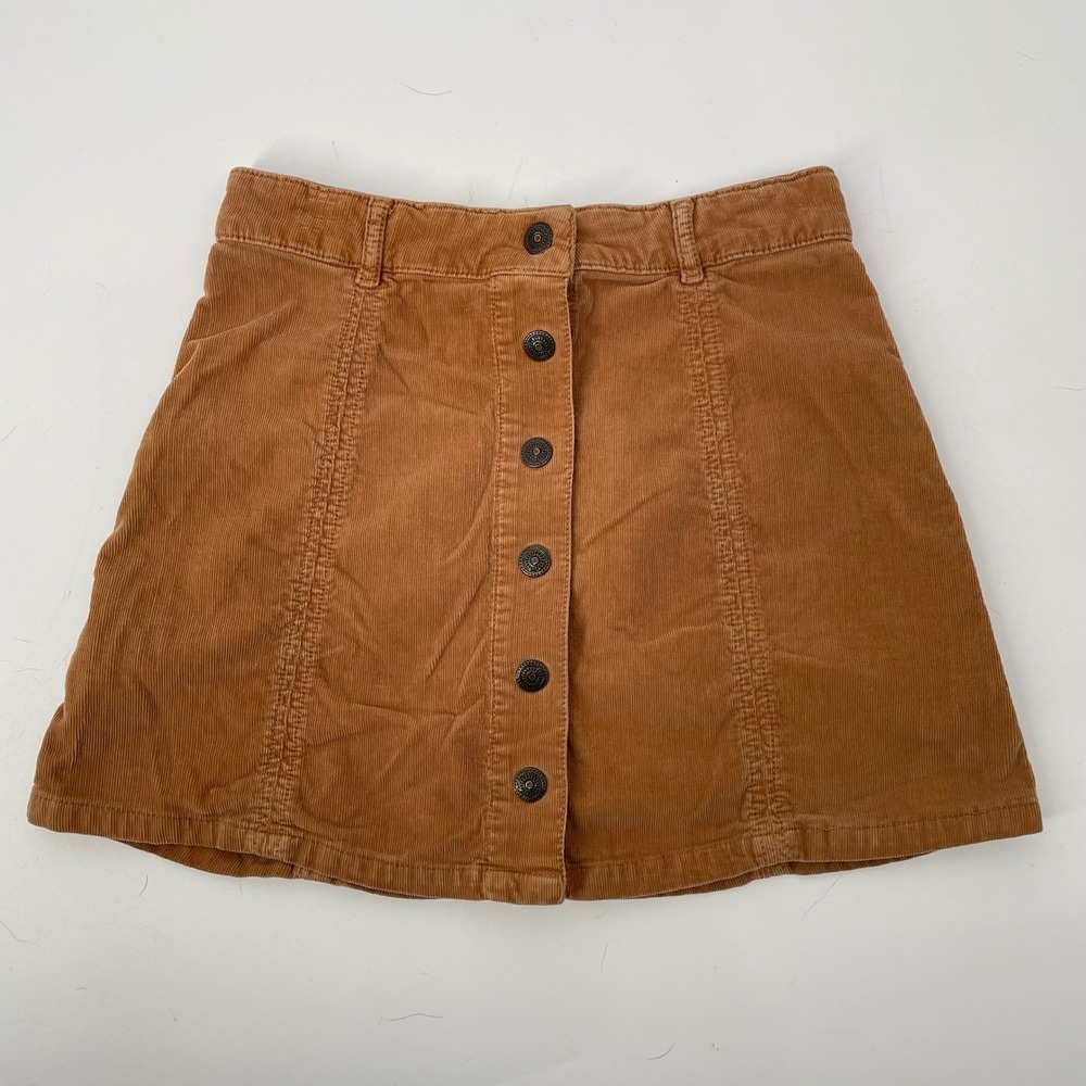 American Eagle Y2K Corduroy Micro Mini Skirt Size 2 Tan Retro High Waisted
